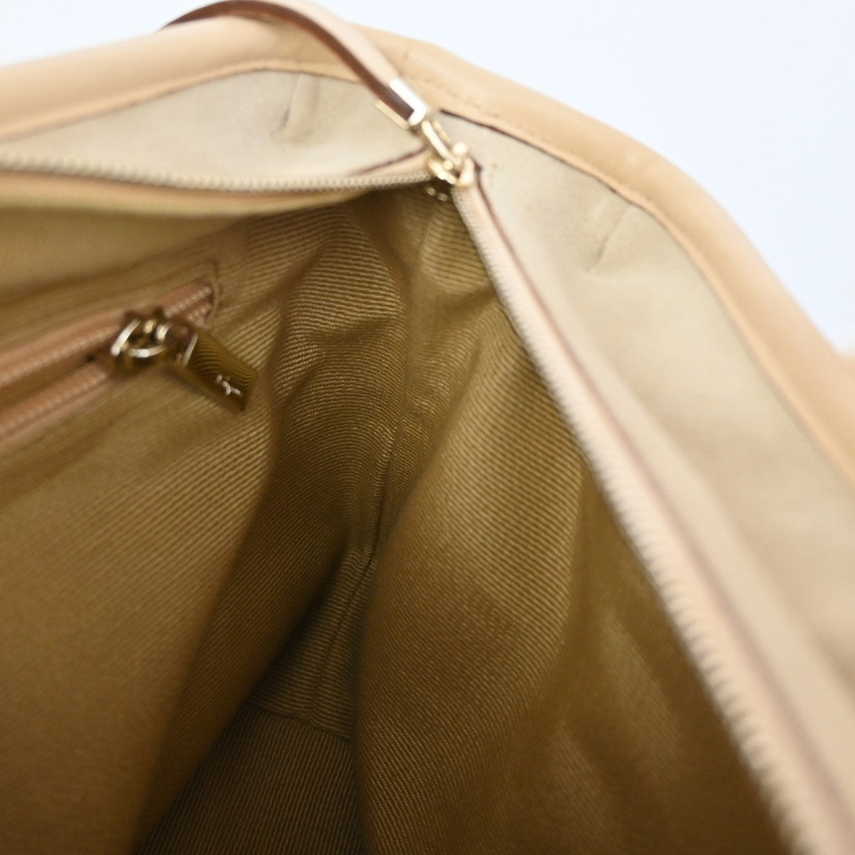 SALVATORE FERRAGAMO Logo Fur Gancini 2Way Hand Bag Suee Leather Beige 80YH842