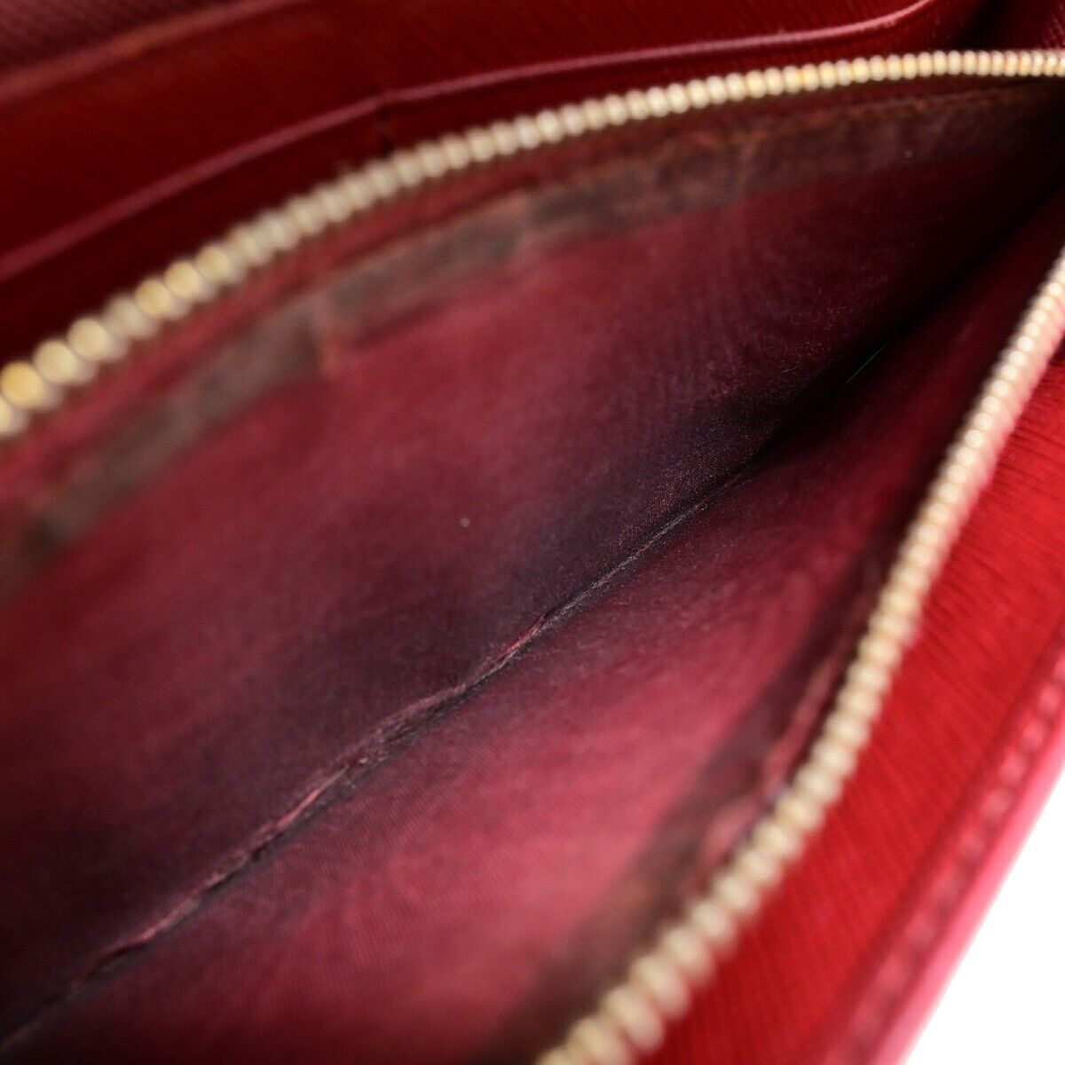 PRADA Logo Bifold Long Zipper Bifold Wallet Saffiano Leather Red Gold 03EB369