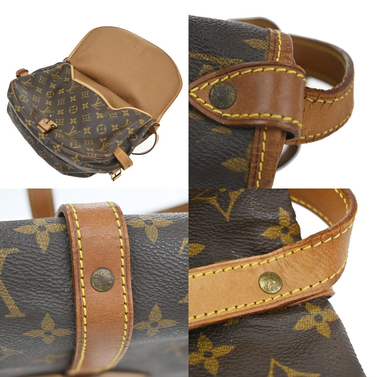 LOUIS VUITTON Logo Saumur 30 Shoulder Bag Monogram Leather Brown M42256 73CA867