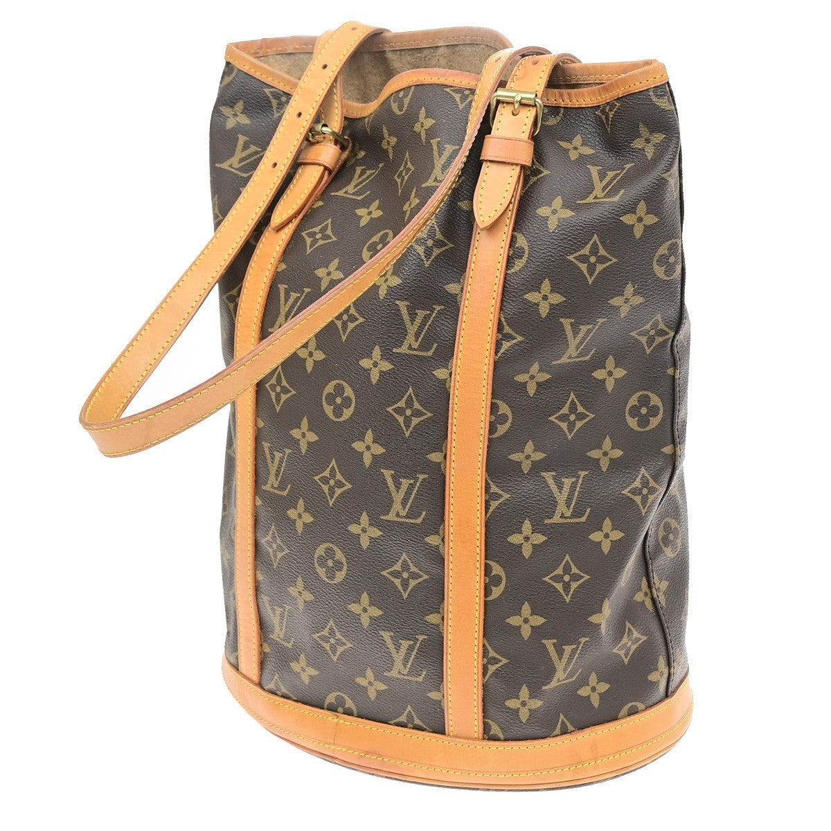 1OUIS VUITTON BUCKET GM Shoulder Tote Bag Monogram Leather Brown M42236 33SA172