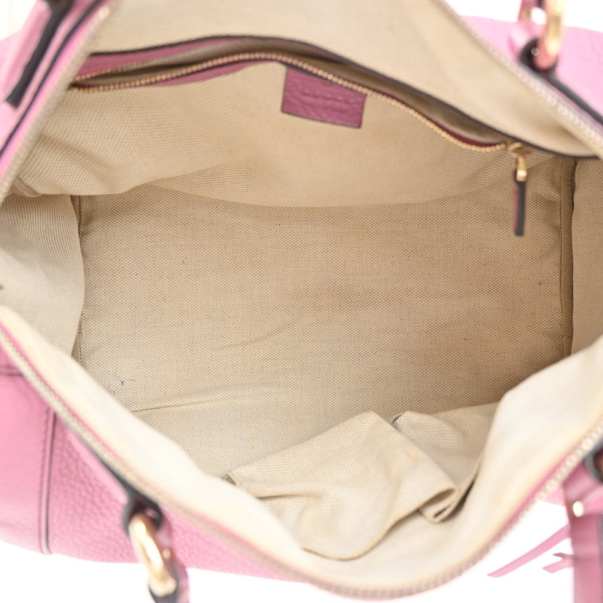 GUCCI GG Logo Soho Boston Hand Bag Tassel Leather Pink GHW Italy 72YJ128