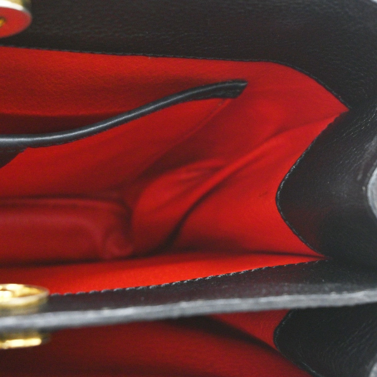 CELINE Logo Toggle Clasp Shoulder Bag Leather Black GHW France 04CA574