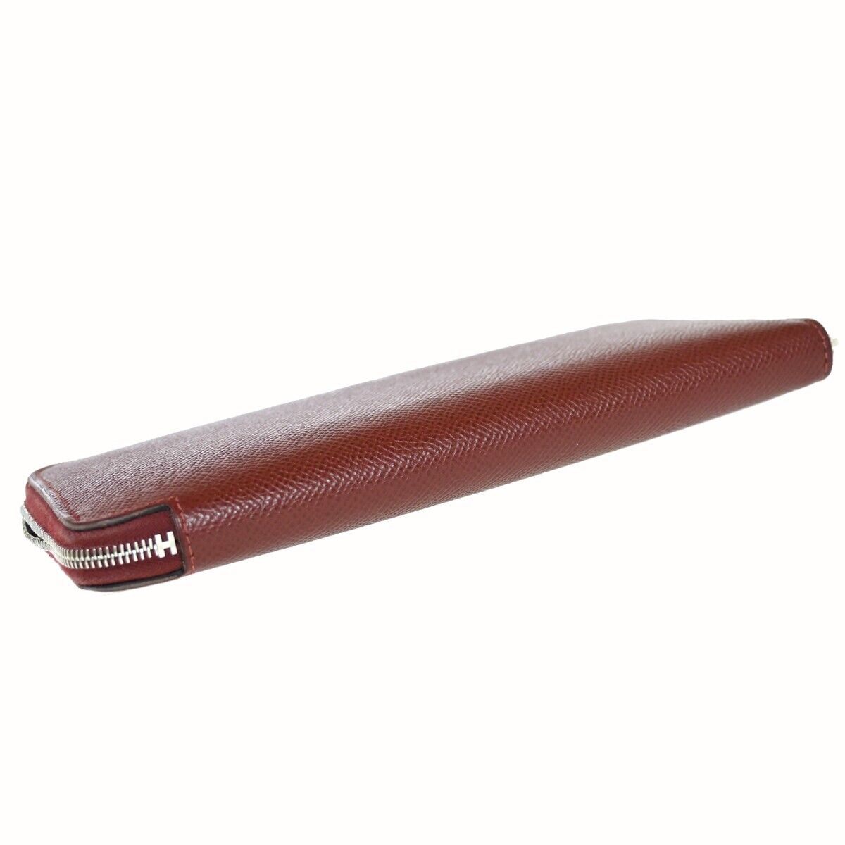 HERMES Azap Silk In Long Zipper Bifold Wallet Purse Veau Epsom Red 72HB250