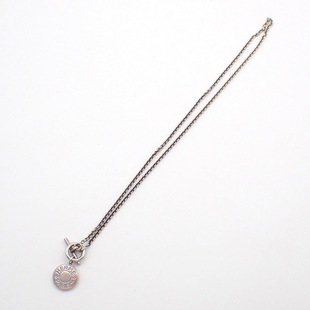 HERMES Amulettes Ex-Libris Pendant Necklace Sellier Silver 925 Italy 77LC635