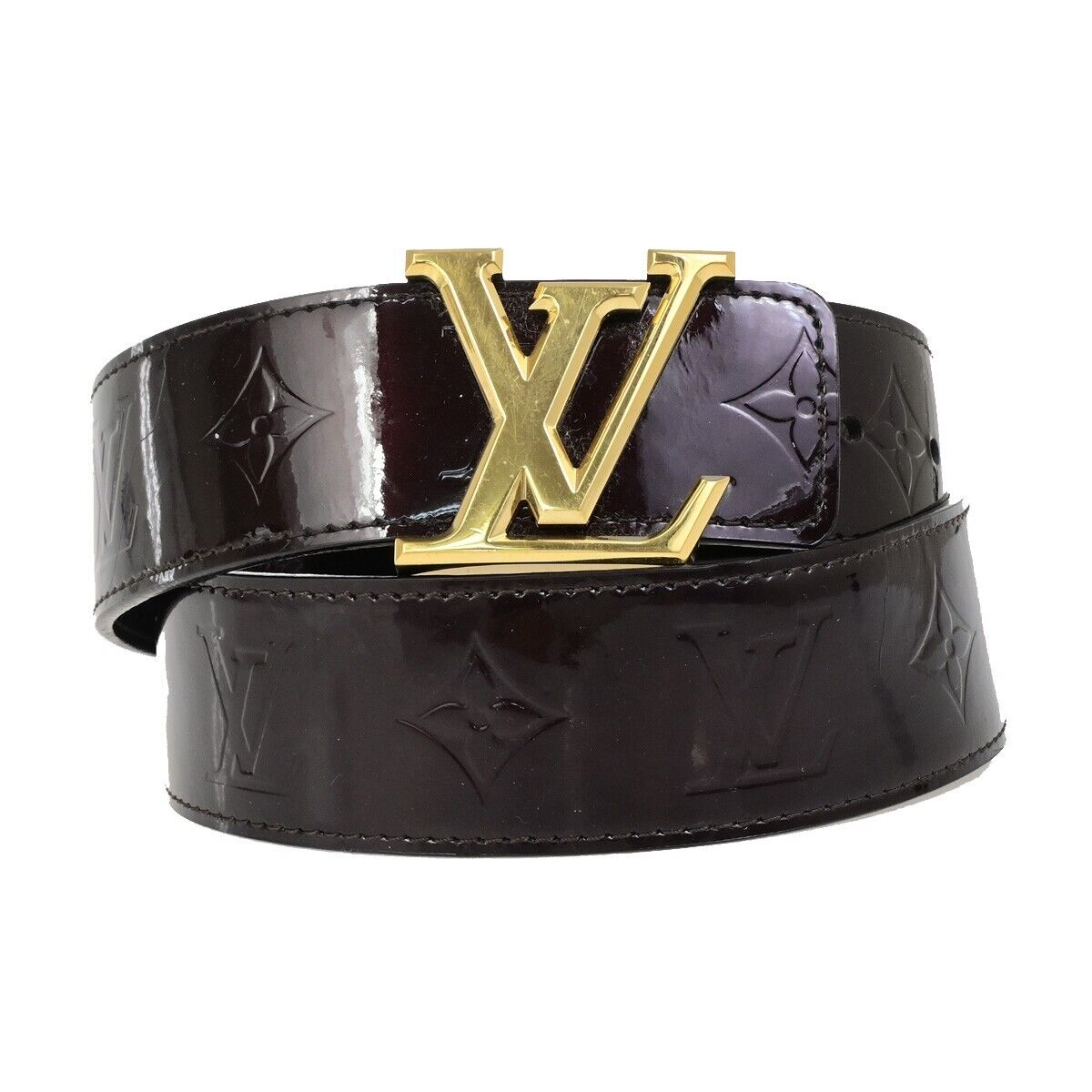 LOUIS VUITTON Ceinture Belt 80/32 Monogram Vernis Bordeaux Red M9874 32FB328