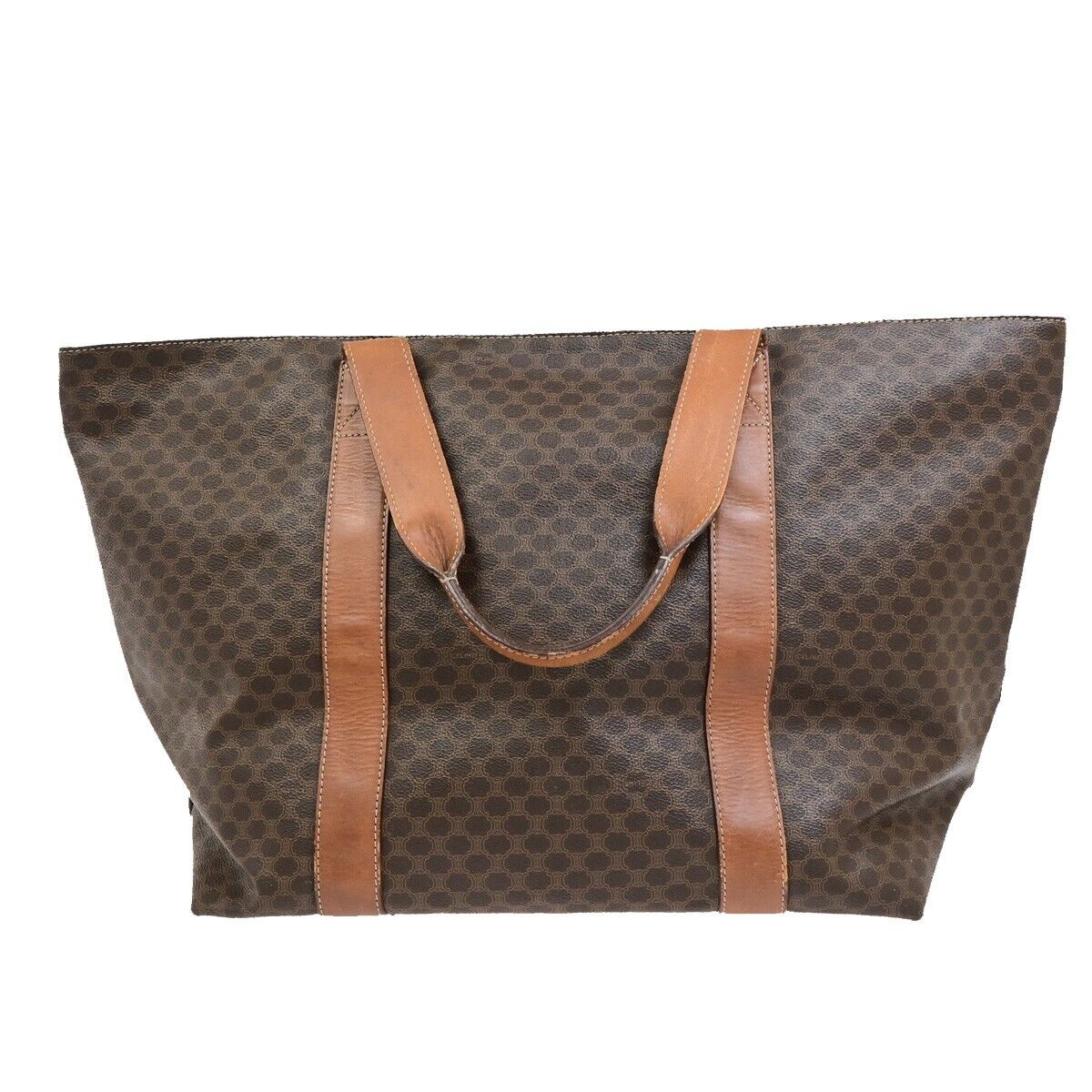 CELINE Macadam Pattern 2Way Shoulder Tote Bag PVC Leather Brown Italy 61KA539