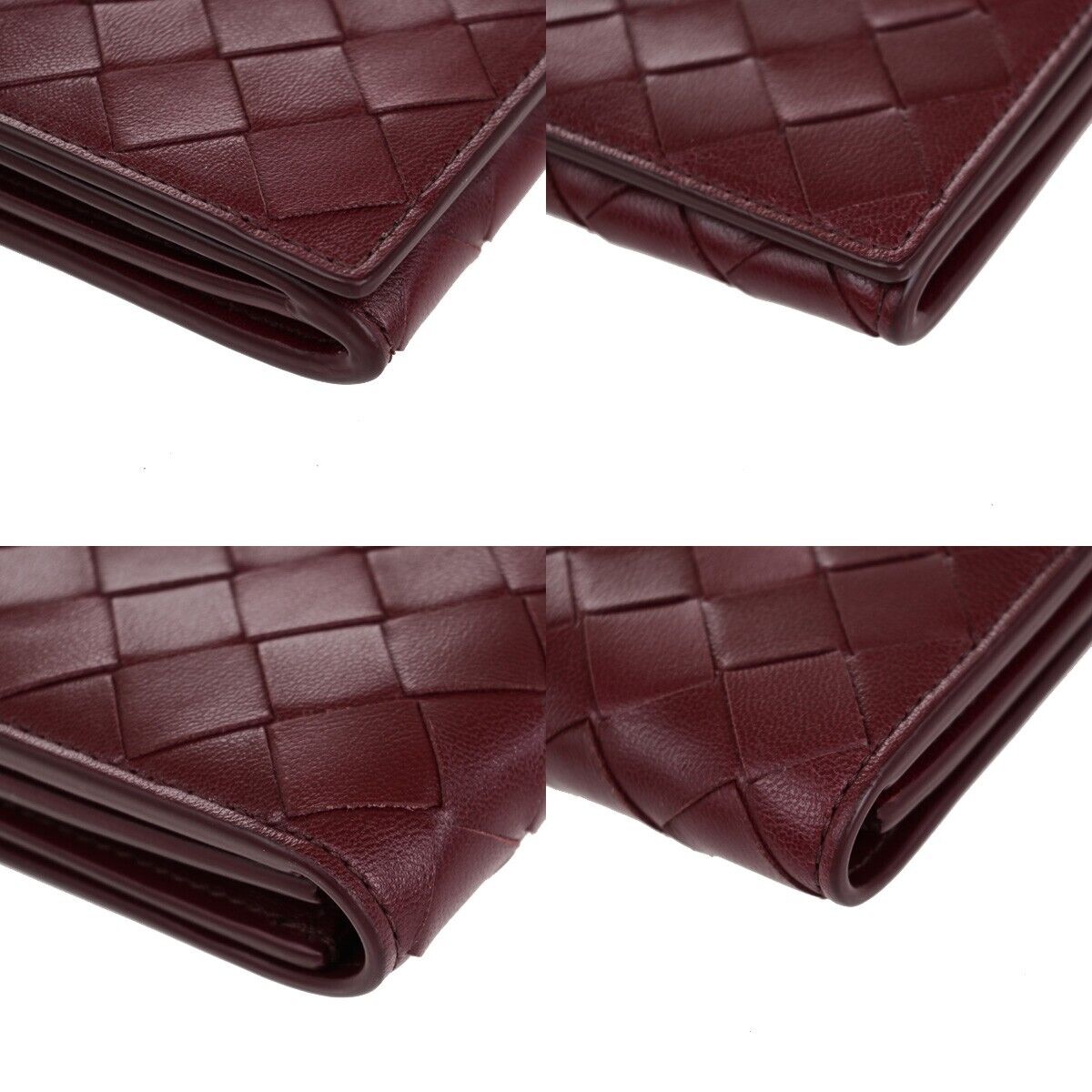 BOTTEGA VENETA Logo Intrecciato Long Bifold Wallet Leather Bordeaux GHW 39EC663