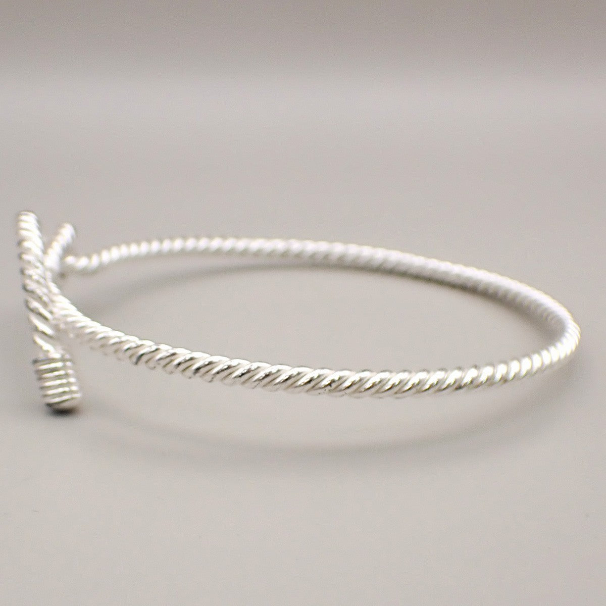 HERMES Logo Twisted Rope Knot Bracelet Bangle Silver 680LC634