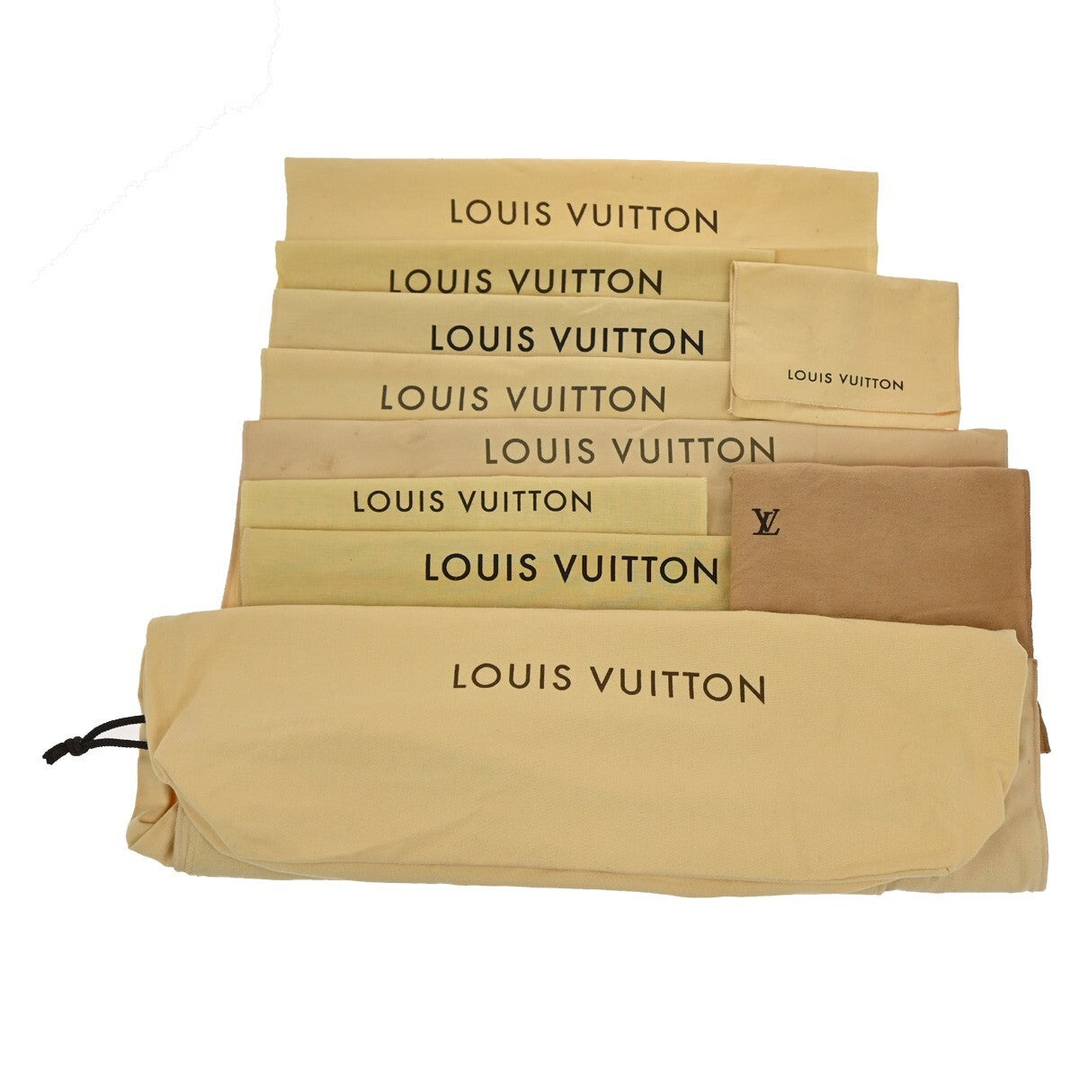 LOUIS VUITTON Logo 10 Set Dust Bag Drawstring Canvas Cotton Beige Brown 09FB554