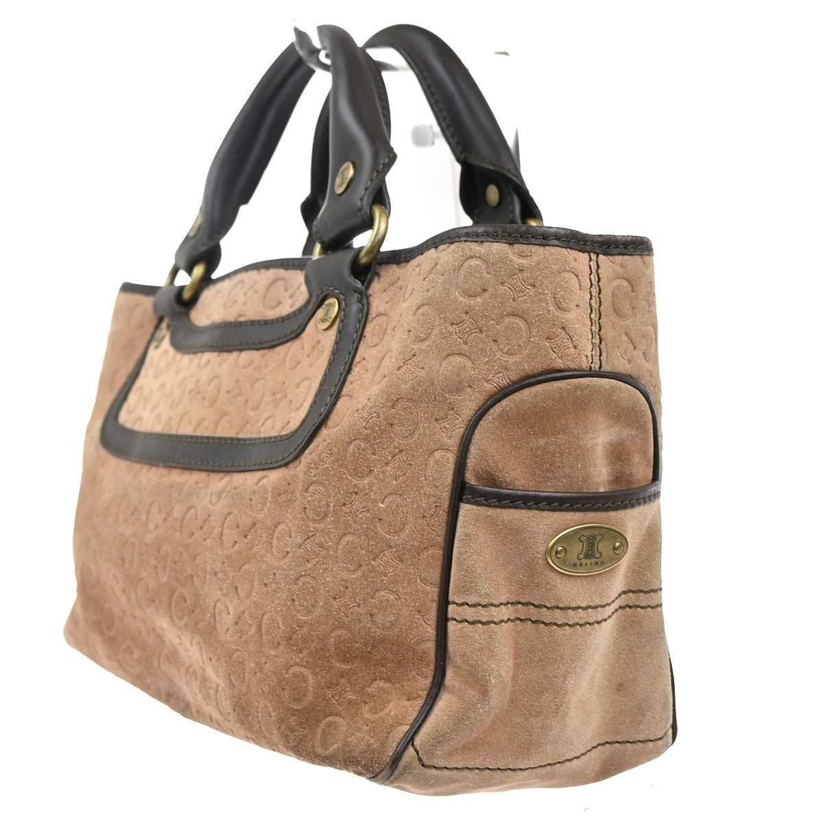CELINE Logo Boogie C Macadam Hand Bag Suede Leather Brown GHW Italy 31KP552