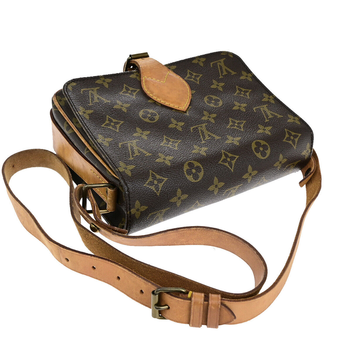 LOUIS VUITTON Cartouchiere MM Shoulder Bag Monogram Leather Brown M51253 34YF498