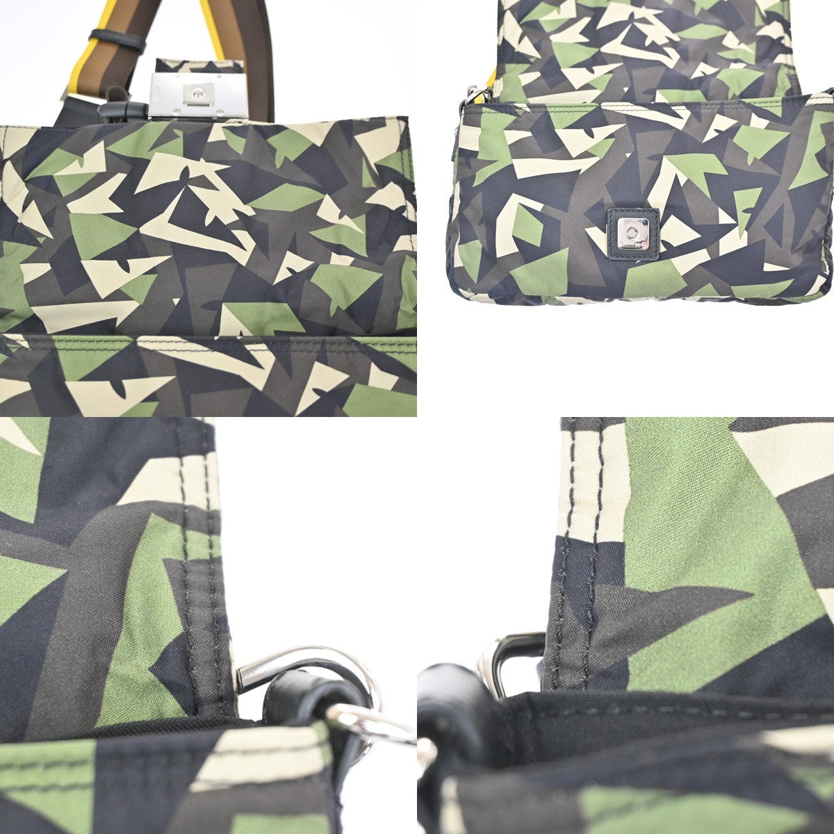 FENDI Logo Mamma Baguette Camouflage Bum Shoulder Bag Nylon Leather SHW 667RL908