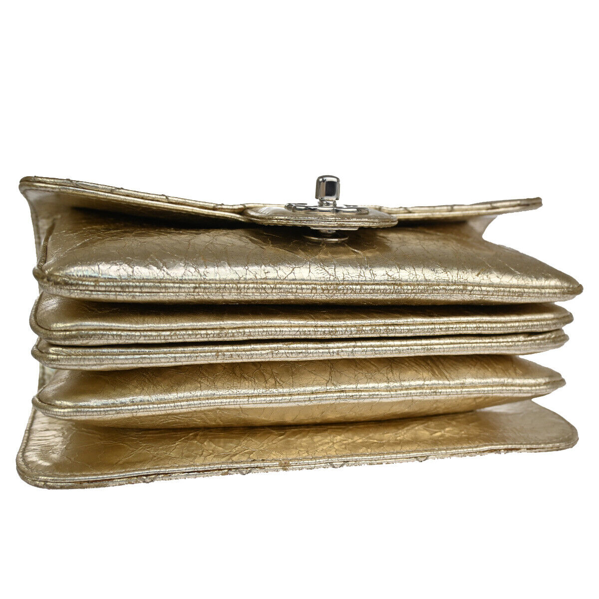 CHNAEL CC Matelasse Chain Shoulder Bag Crinkled Leather Accordion GHW 629RJ582