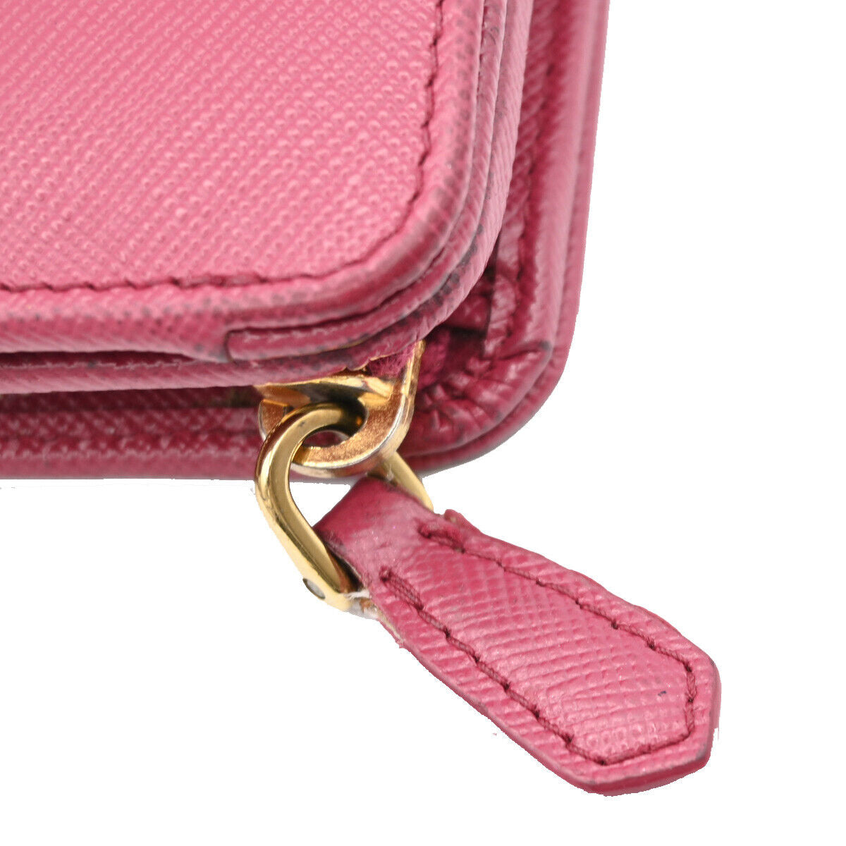 PRADA Logo Saffiano Bifold Wallet Purse Ibisco Pink GHW 69YE529