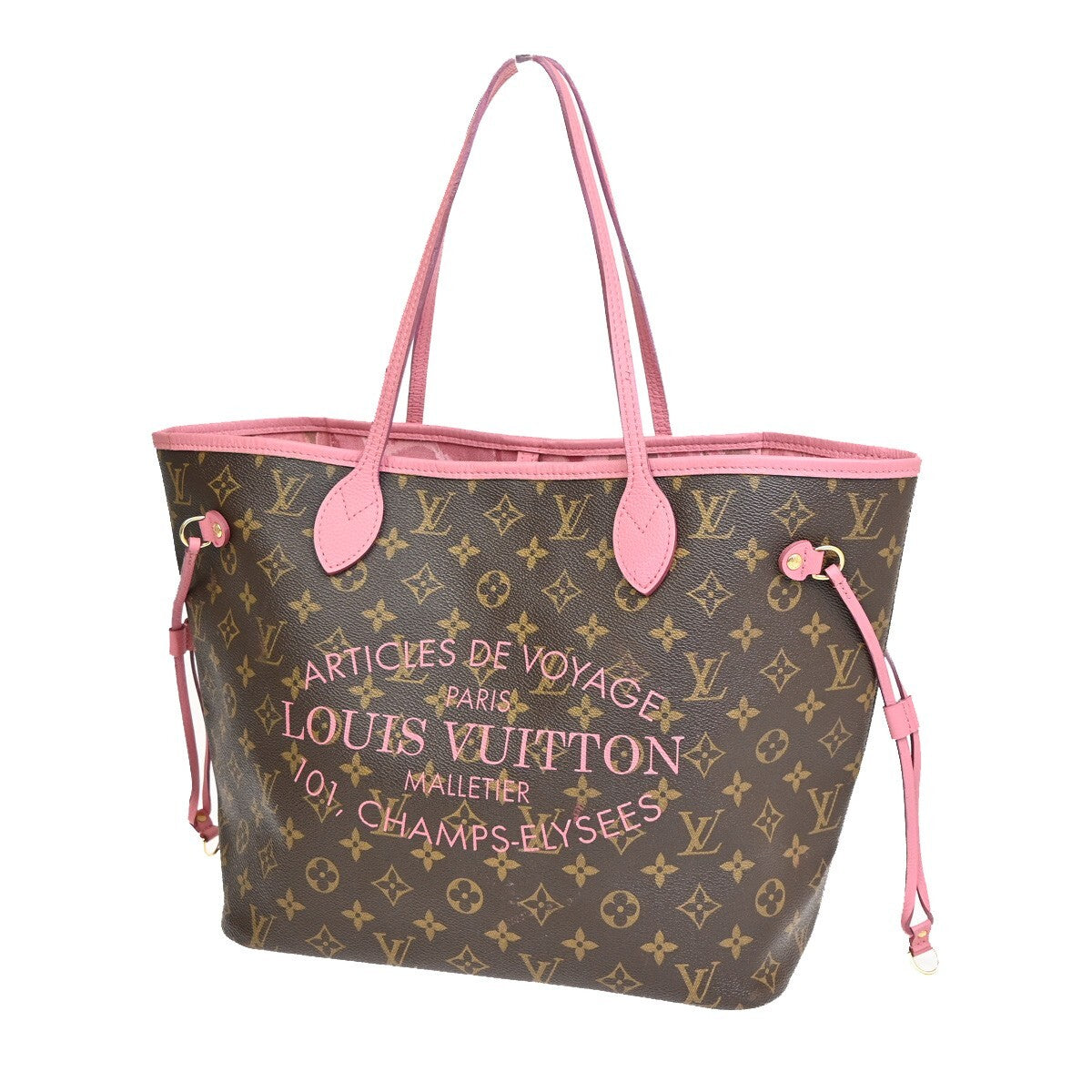LOUIS VUITTON Neverfull MM Shoulder Tote Bag Monogram Ikat Rose M40940 92FB589