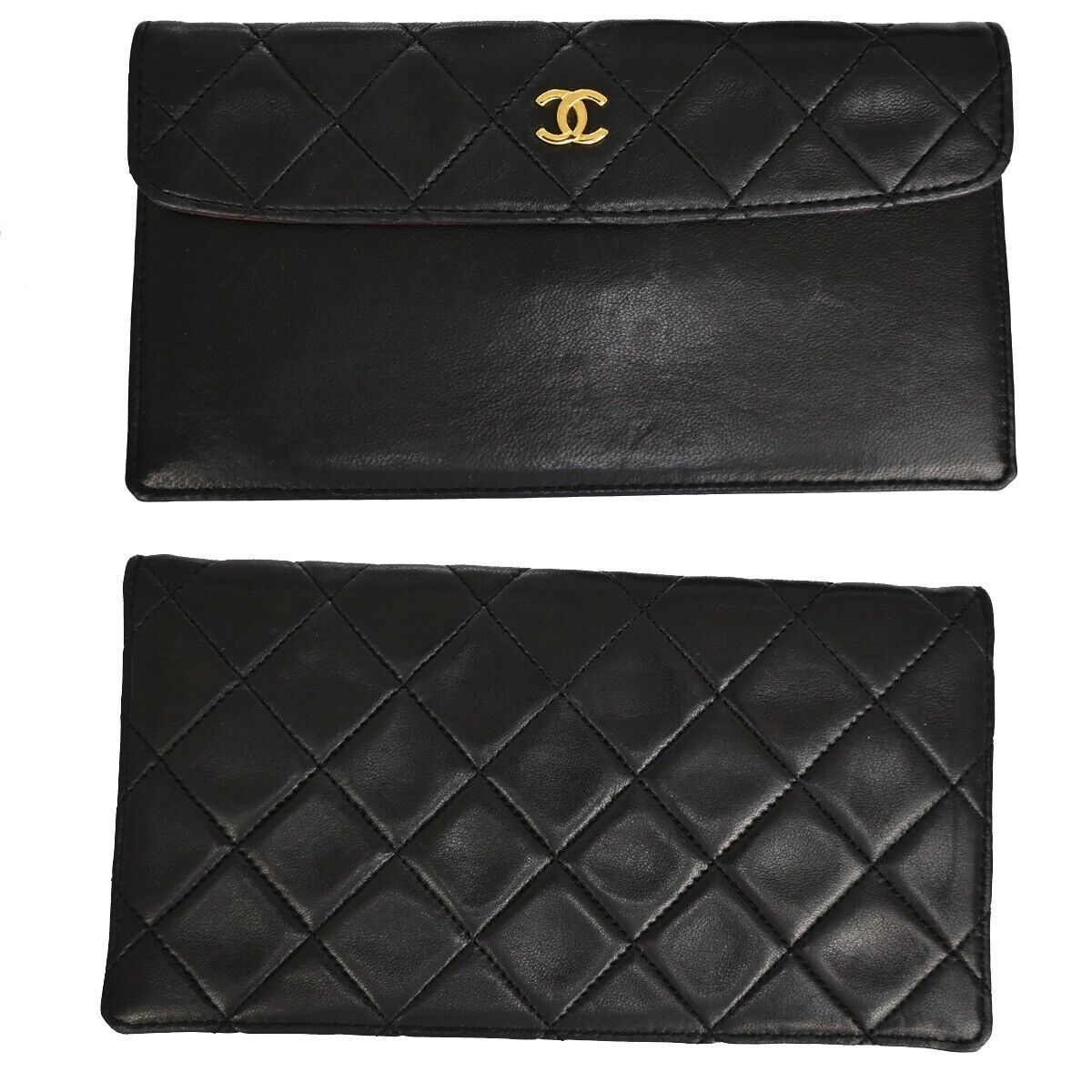 CHANEL CC Logo Matelasse Chain Shoulder Bag Leather Black GHW Vintage 880RJ132