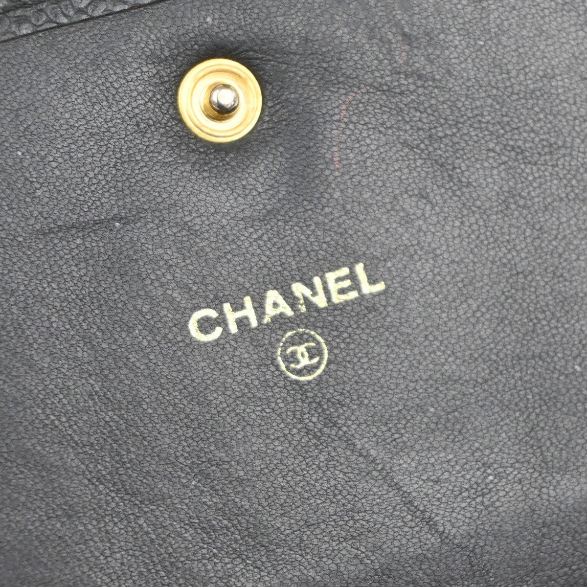 CHANEL CC Logo Bifold Long Wallet Grained Calfskin Leather Black Italy 65MA653