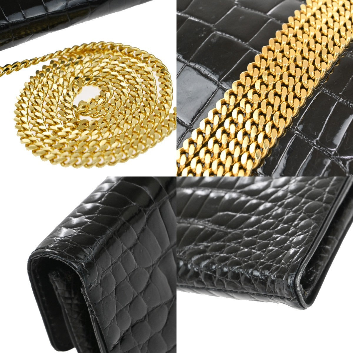 LOEWE Anagram 2way Chain Shoulder Clutch Bag Embossing Leather Brack 88KB476