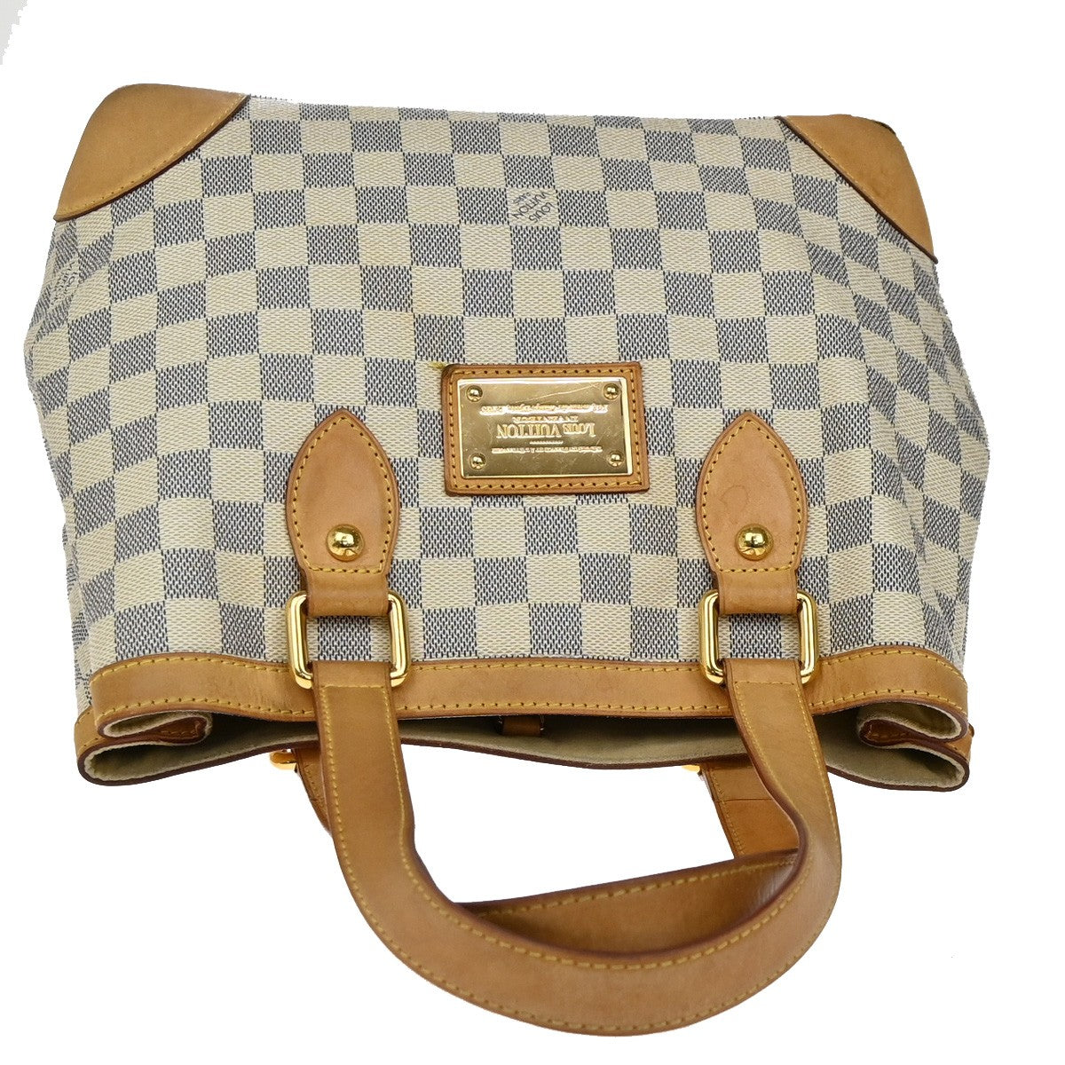 LOUIS VUITTON Hampstead PM Shoulder Bag Damier Azur Leather White N51207 32YH746
