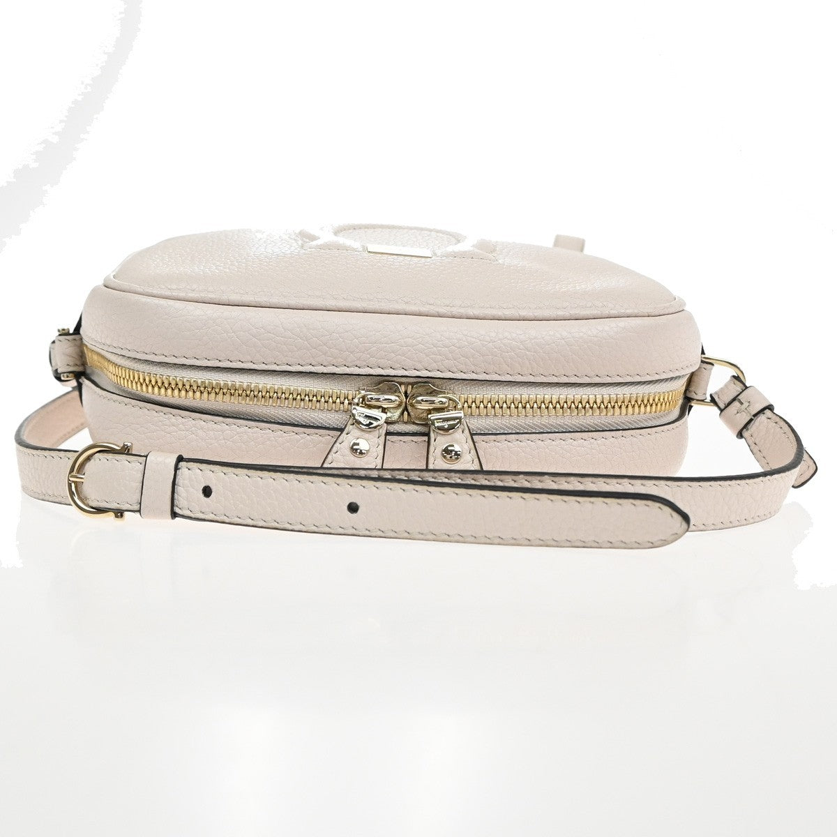 SALVATORE FERRAGAMO Logo Gancini Mini Shoulder Bag Leather White GWH 38EF396