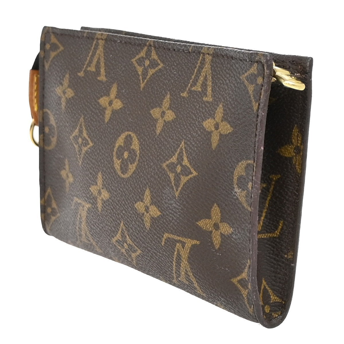 LOUIS VUITTON Logo BUCKET PM Pouch Bag Monogram Leather Brown France 04KP144