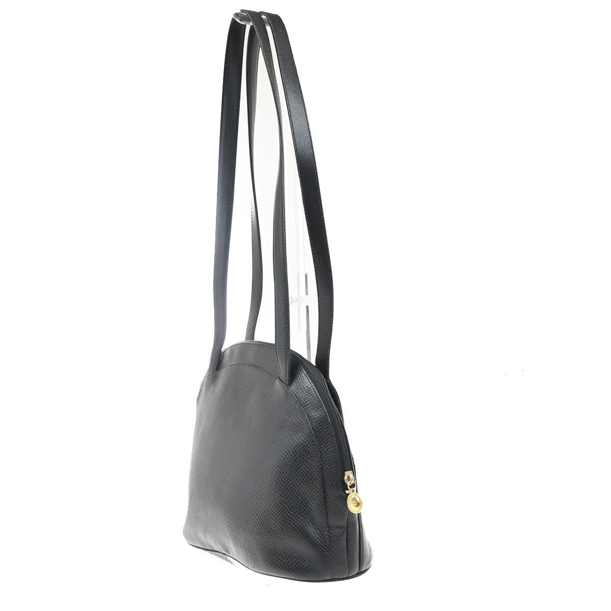 CHRISTIAN DIOR Logo Shoulder Bag Embossing Leather Black GHW France 35MA215