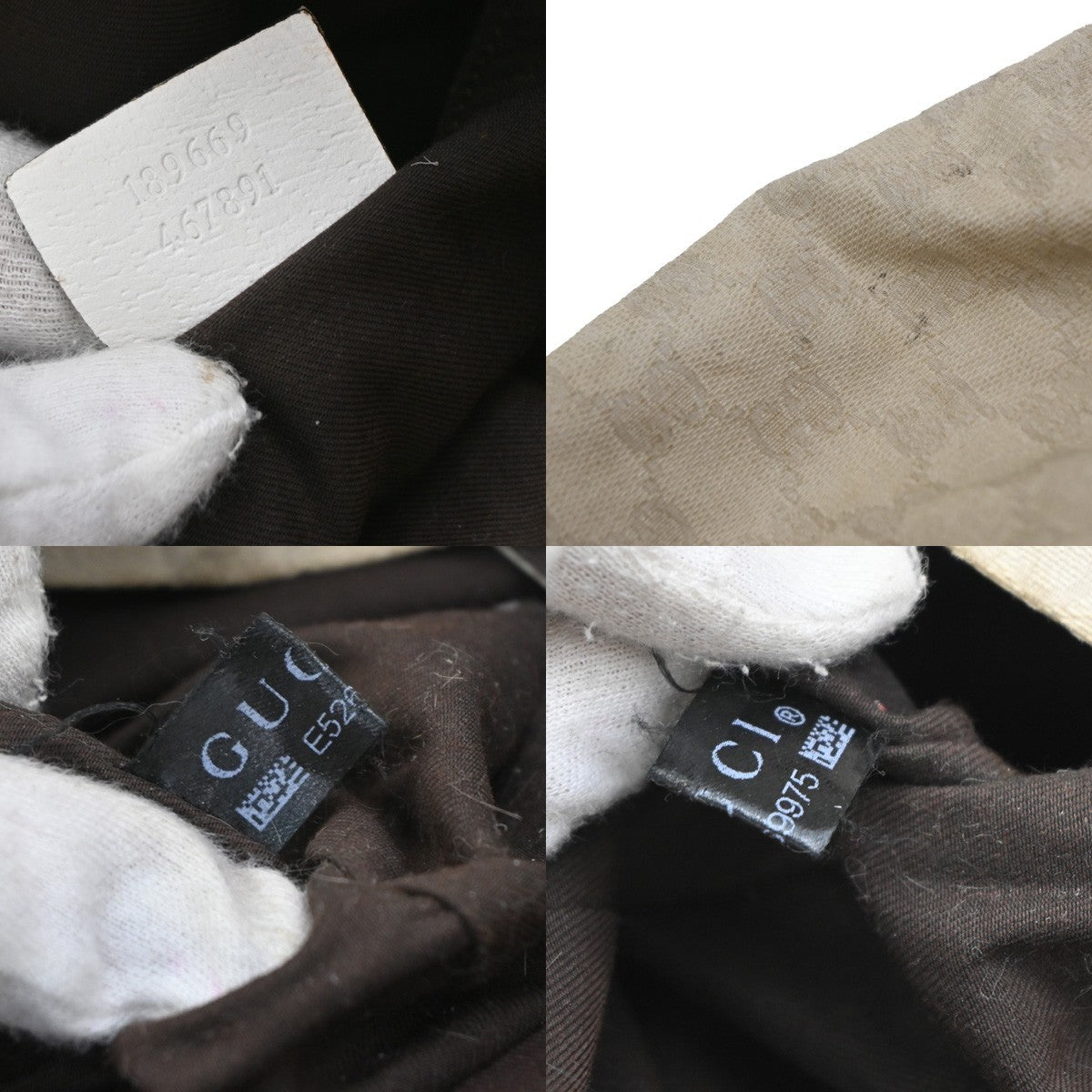 22.Live GUCCI Logo GG Pattern Shoulder Bag Canvas Leather Beige Italy 63EG210