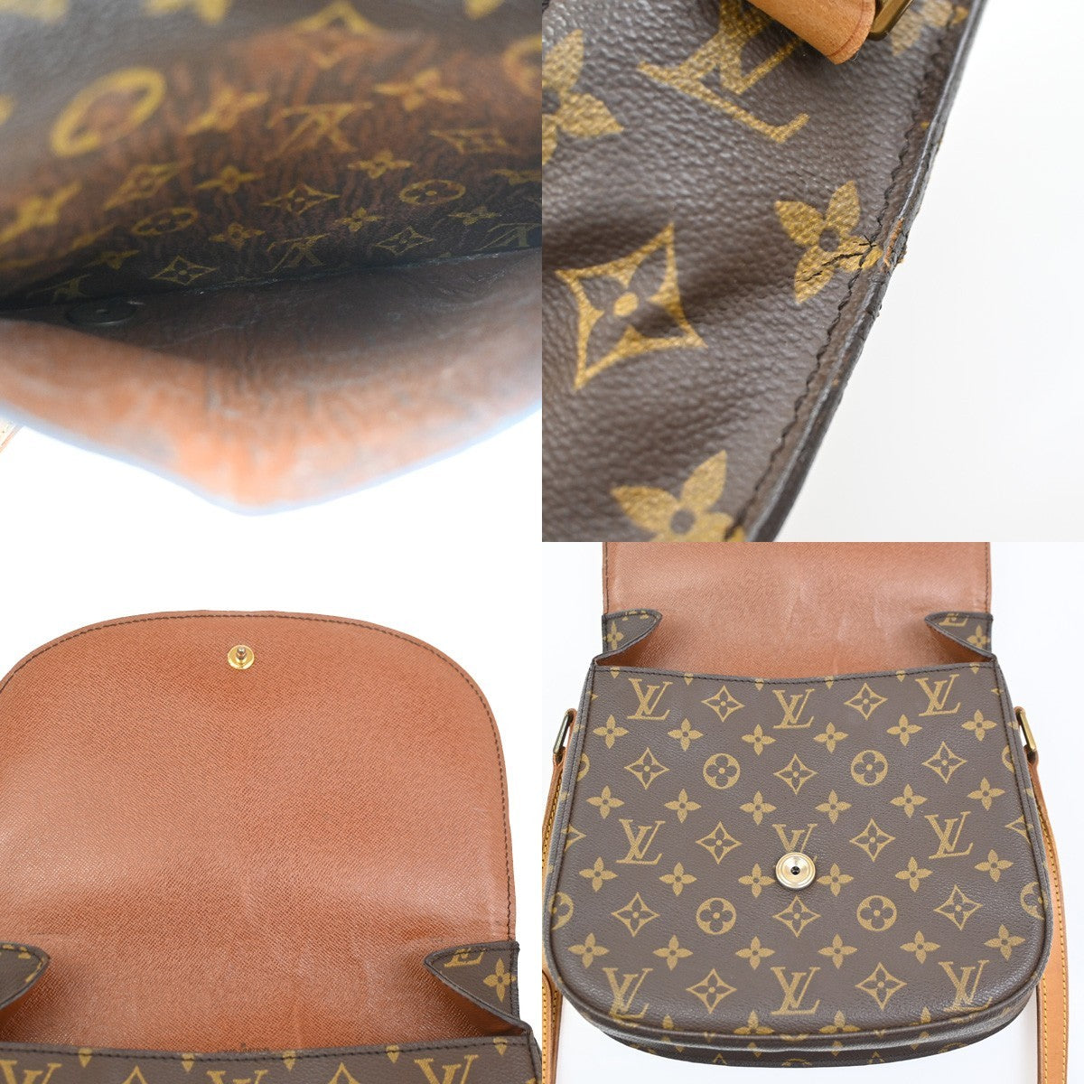LOUIS VUITTON Saint Cloud GM Shoulder Bag Monogram Leather Brown M51242 32PA085