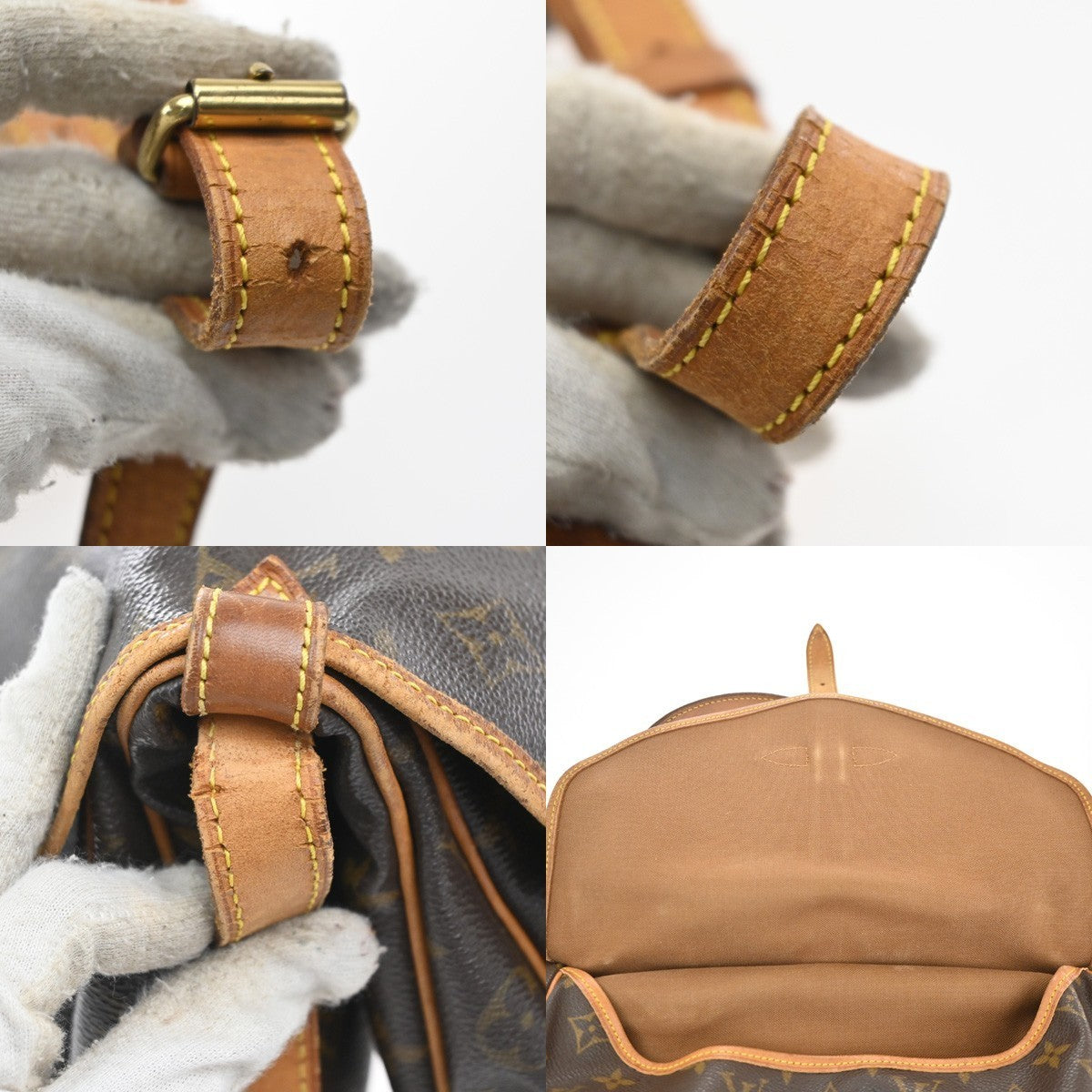 LOUIS VUITTON Logo Saumur 30 Shoulder Bag Monogram Leather Brown M42256 73MA362