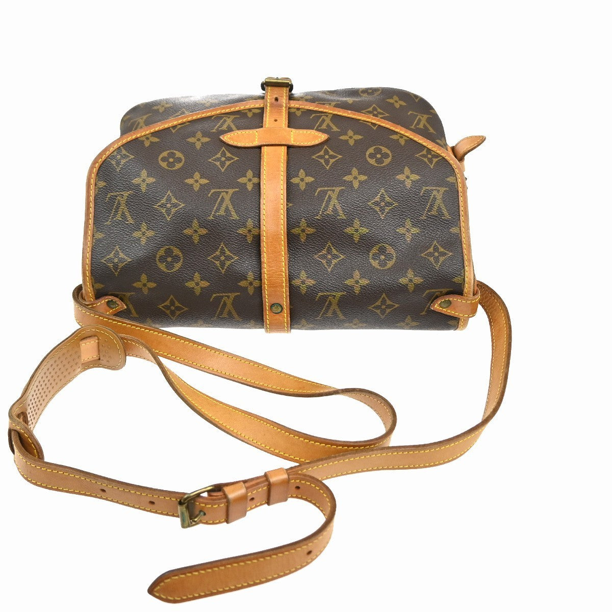 LOUIS VUITTON Logo Saumur 30 Shoulder Bag Monogram Leather BN USA M42256 74MA145