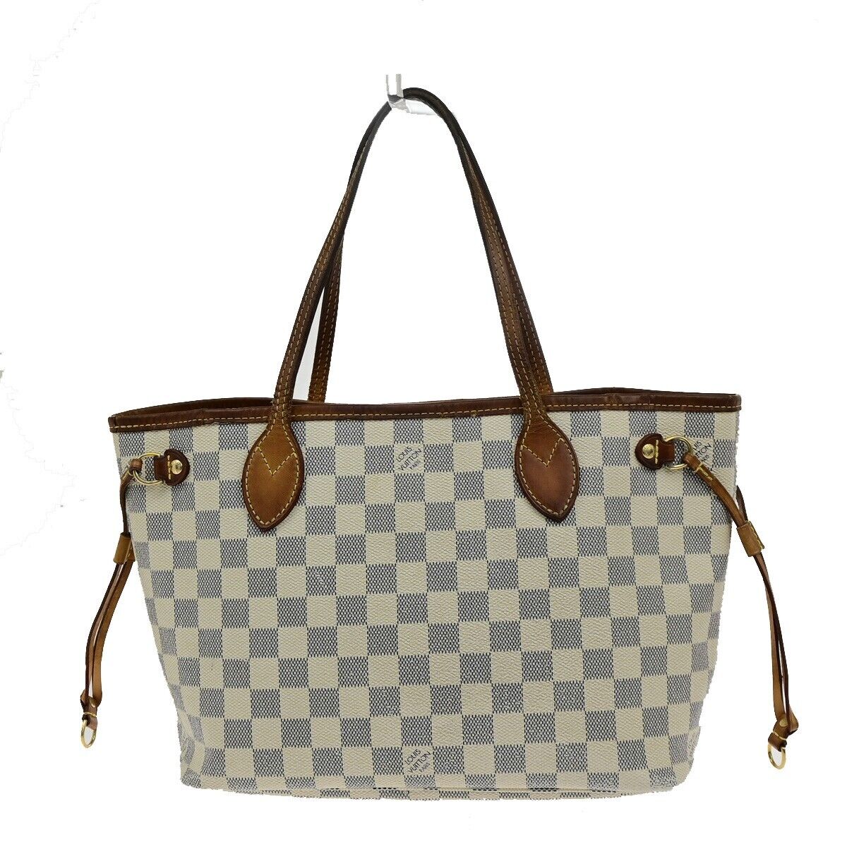 LOUIS VUITTON Neverfull PM Shoulder Tote Bag Damier Azur Leather N51110 87ED422