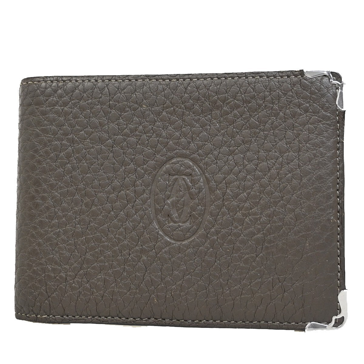 Must De Cartier 2C Logo Bifold Compact Wallet Leather Brown SHW 01EE270