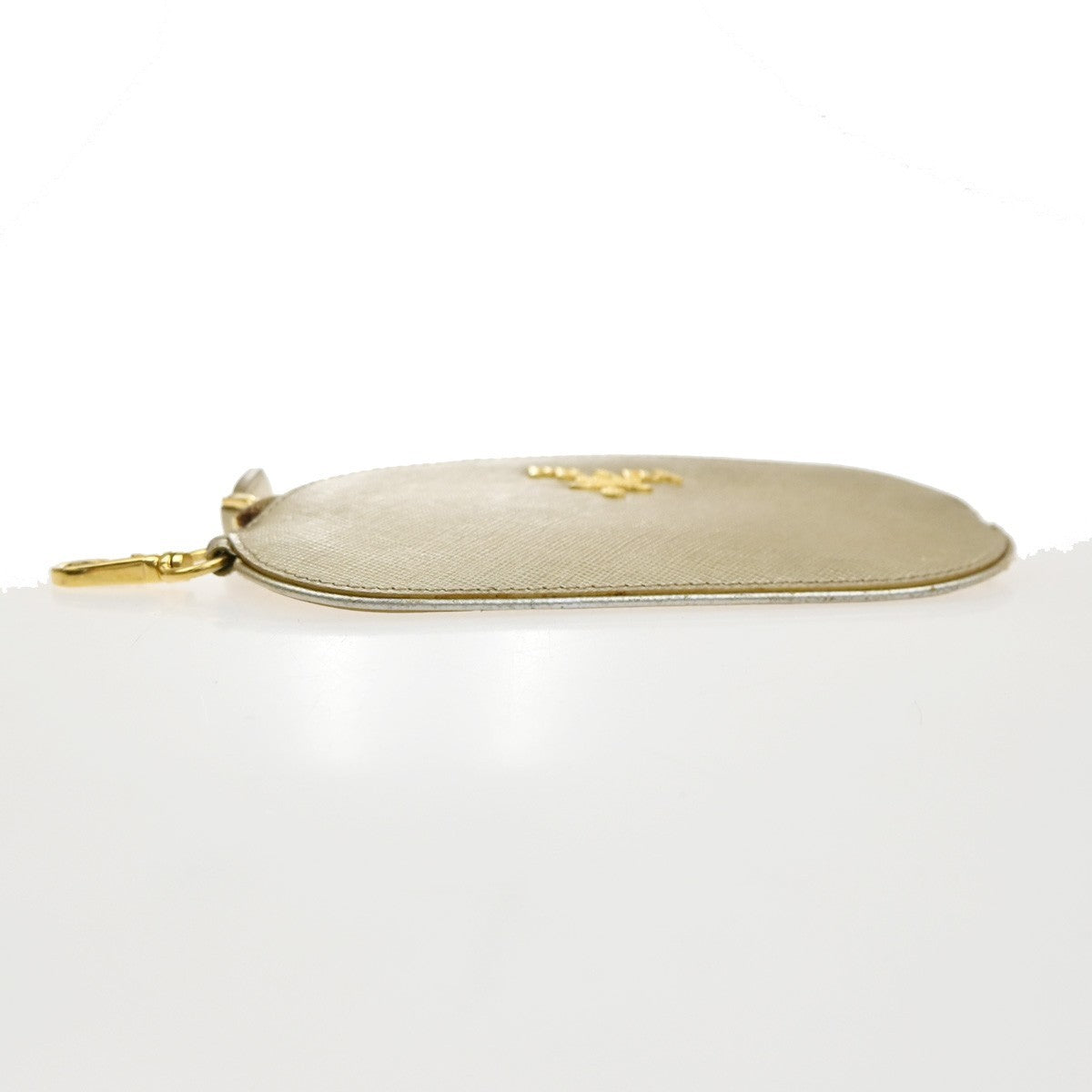 PRADA Zipper Around Mini Coin Case Wallet Saffiano Leather Gold Italy 63MA621