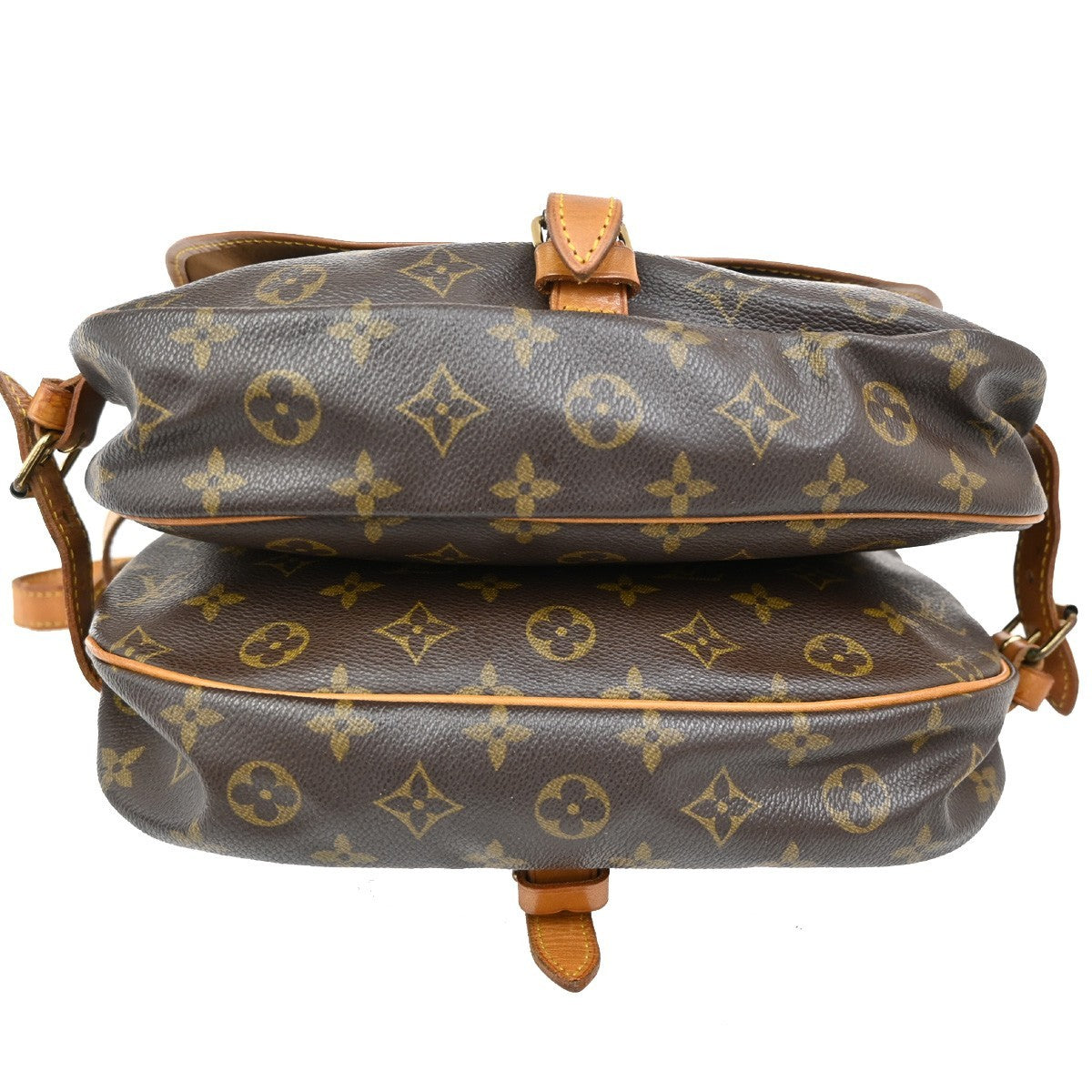 LOUIS VUITTON Logo Saumur 30 Shoulder Bag Monogram Leather Brown 73TA035