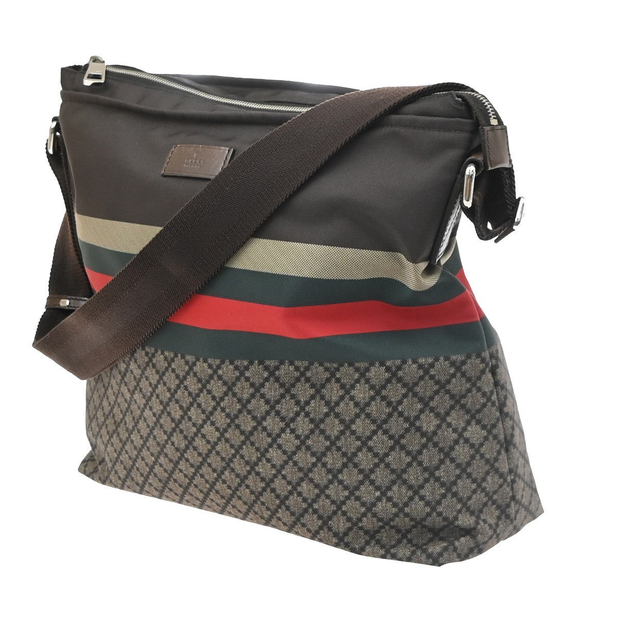 Gucci  Diamante Sherry Web  shoulder Messenger Bag Nylon Navy Blue Brown 77SA158