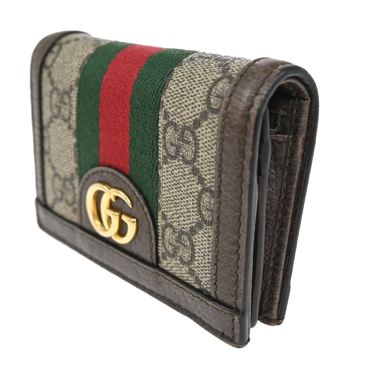 GUCCI Logo Sherry GG Pattern Compact Wallet Supreme Leather Brown GHW 31TA331