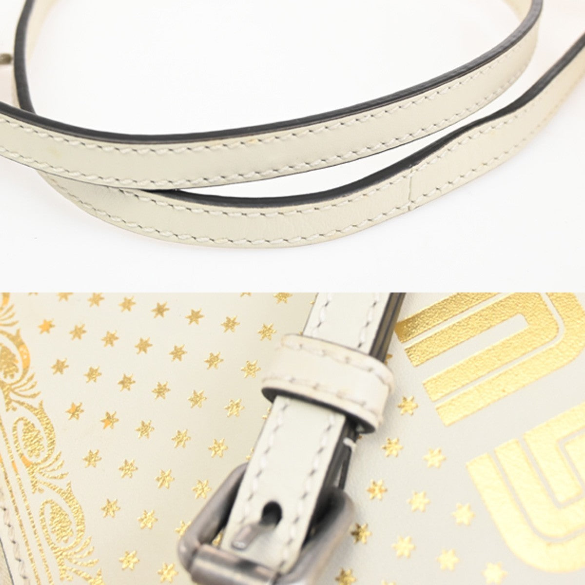 GUCCI Logo SEGA GUCCY Crossbody Mini Shoulder Bag Leather White Italy 73KC839