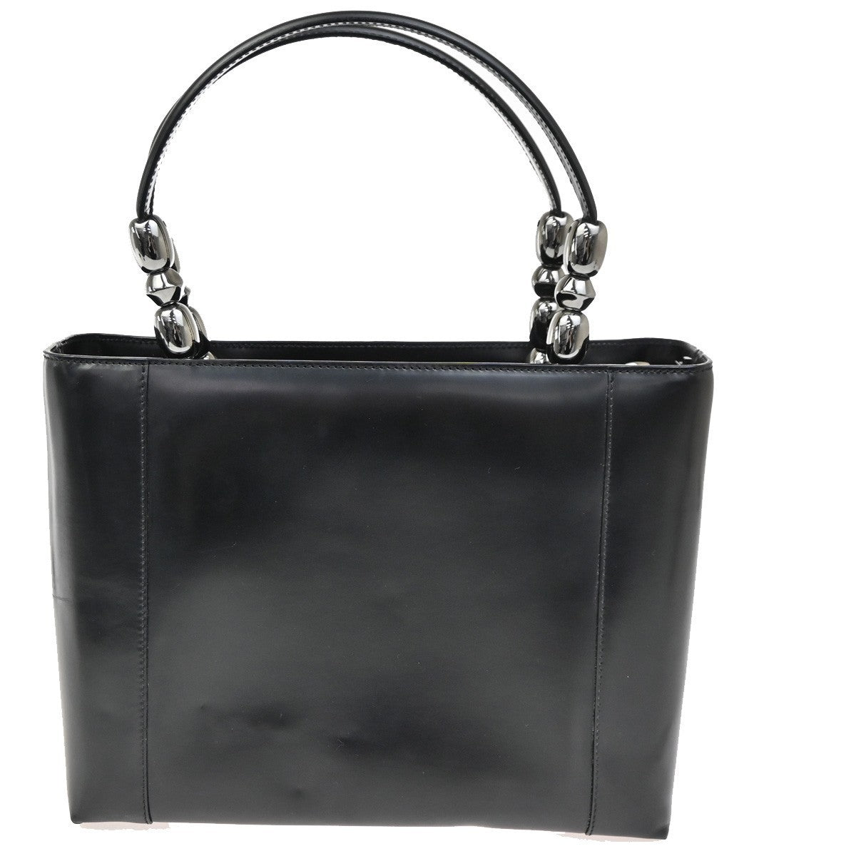 CHRISTIAN DIOR LOGO Maris Pearl  Tote Hand Bag Black SHW Italy 95TA404