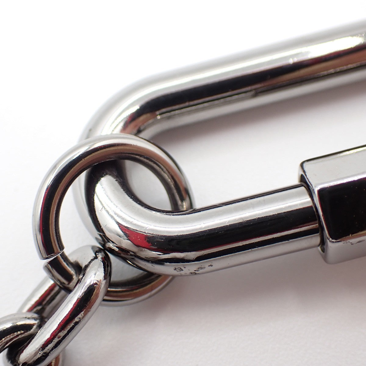 LOUIS VUITTON Porete Cles LV Shaped Rope Key Chain Black Silver MP2617 32KP063