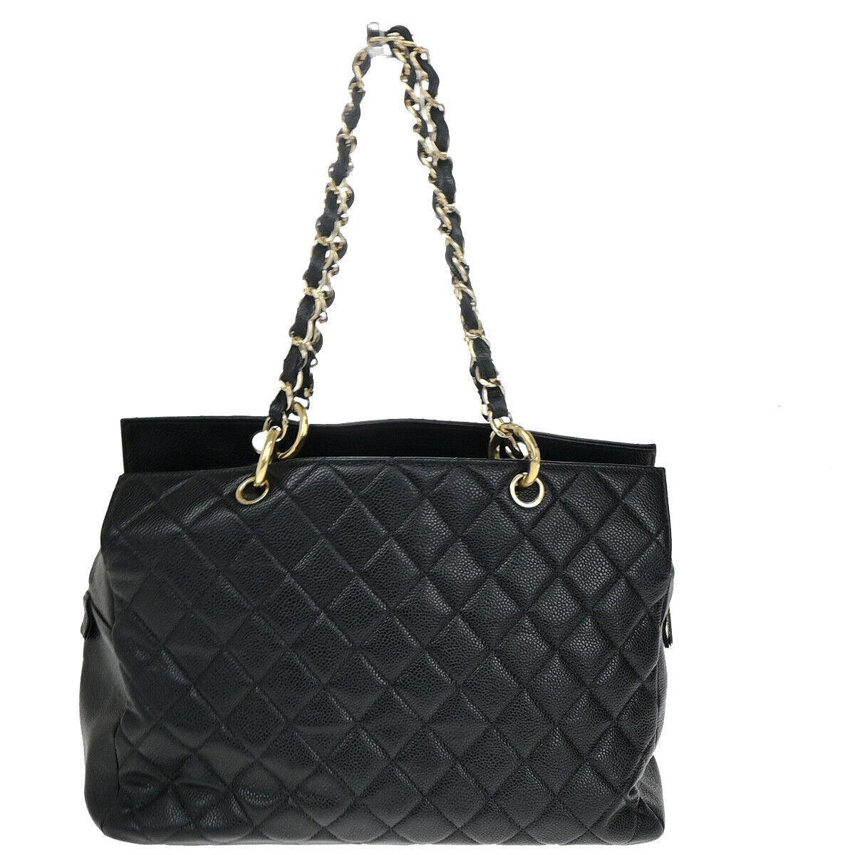 CHANEL CC Matelasse Chain Shoulder Bag Caviar Skin Leather Black GHW 307RJ936
