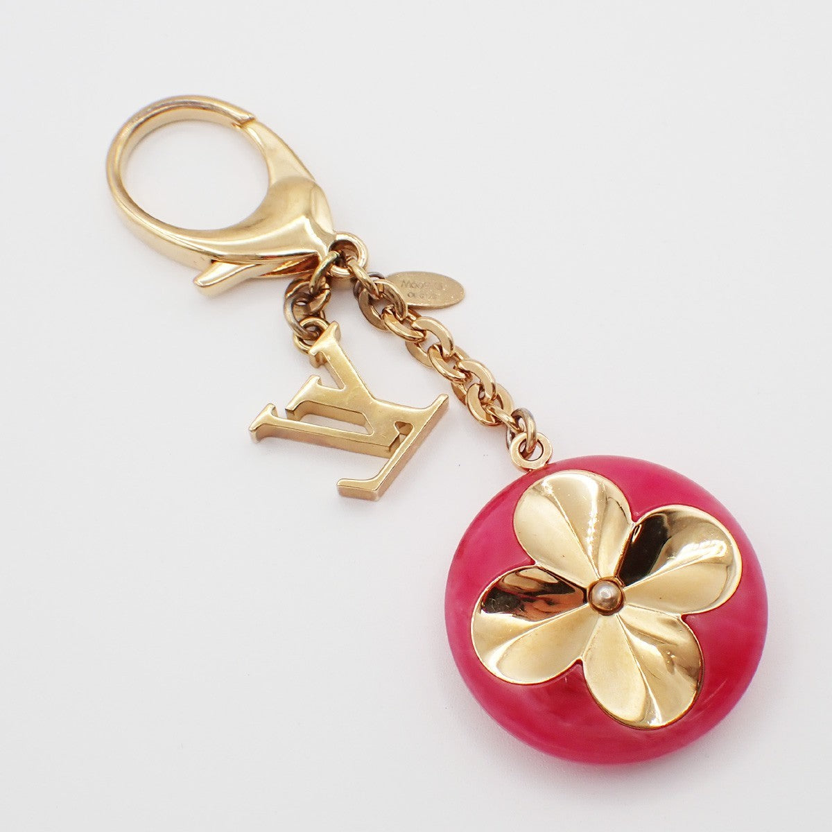 LOUIS VUITTON Hollow Flower Key Chain Gold-Plated Color Stone PK M66975 62EG068