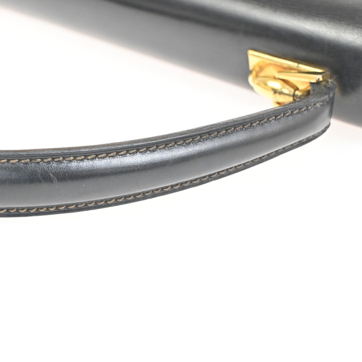 GUCCI Logo Interlocking GG Hand Bag Turn Lock Leather Black GHW Italy 67CA765