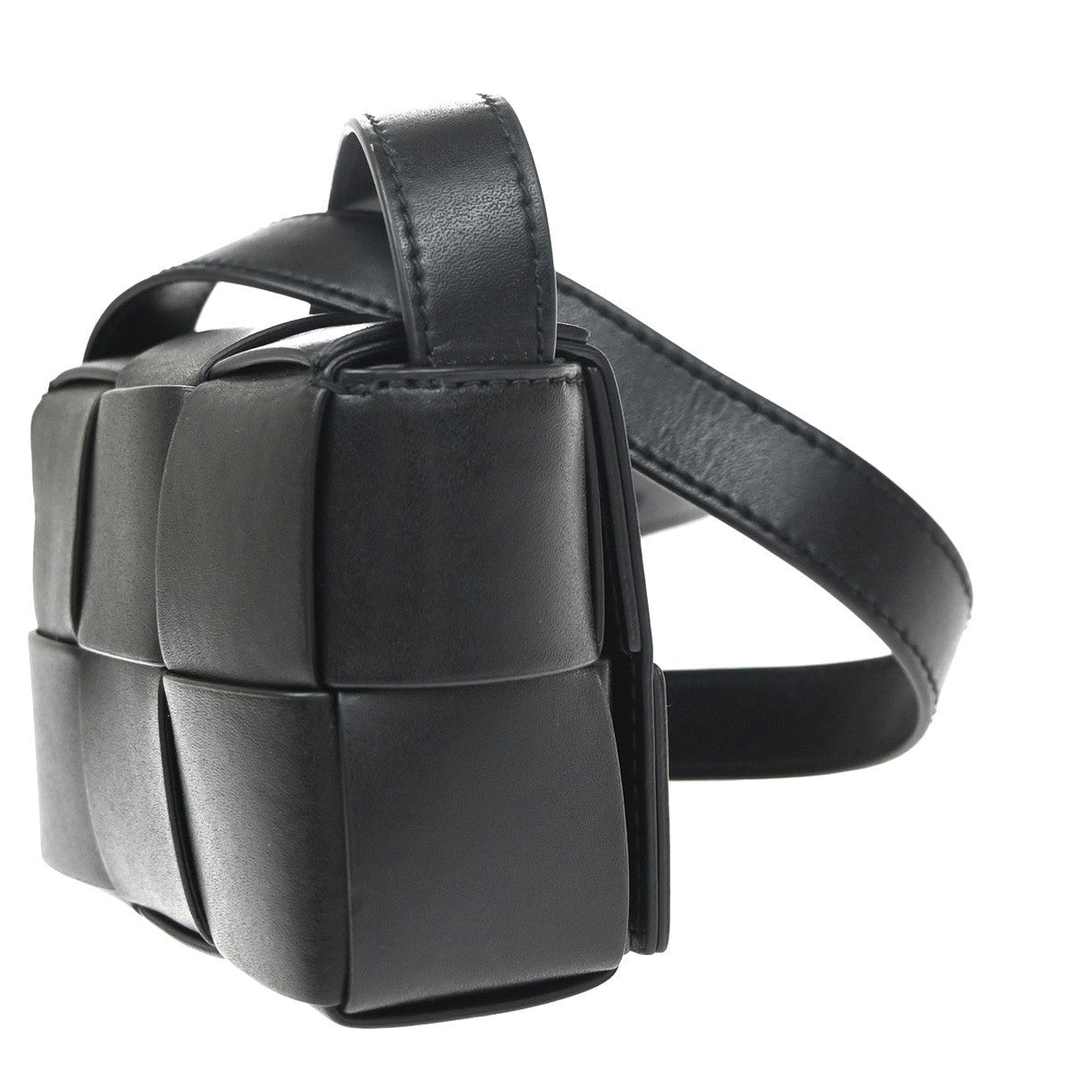 BOTTEGA VENETA Logo Candy Cassette Min Shoulder Bag Leather Black Italy 10RQ002