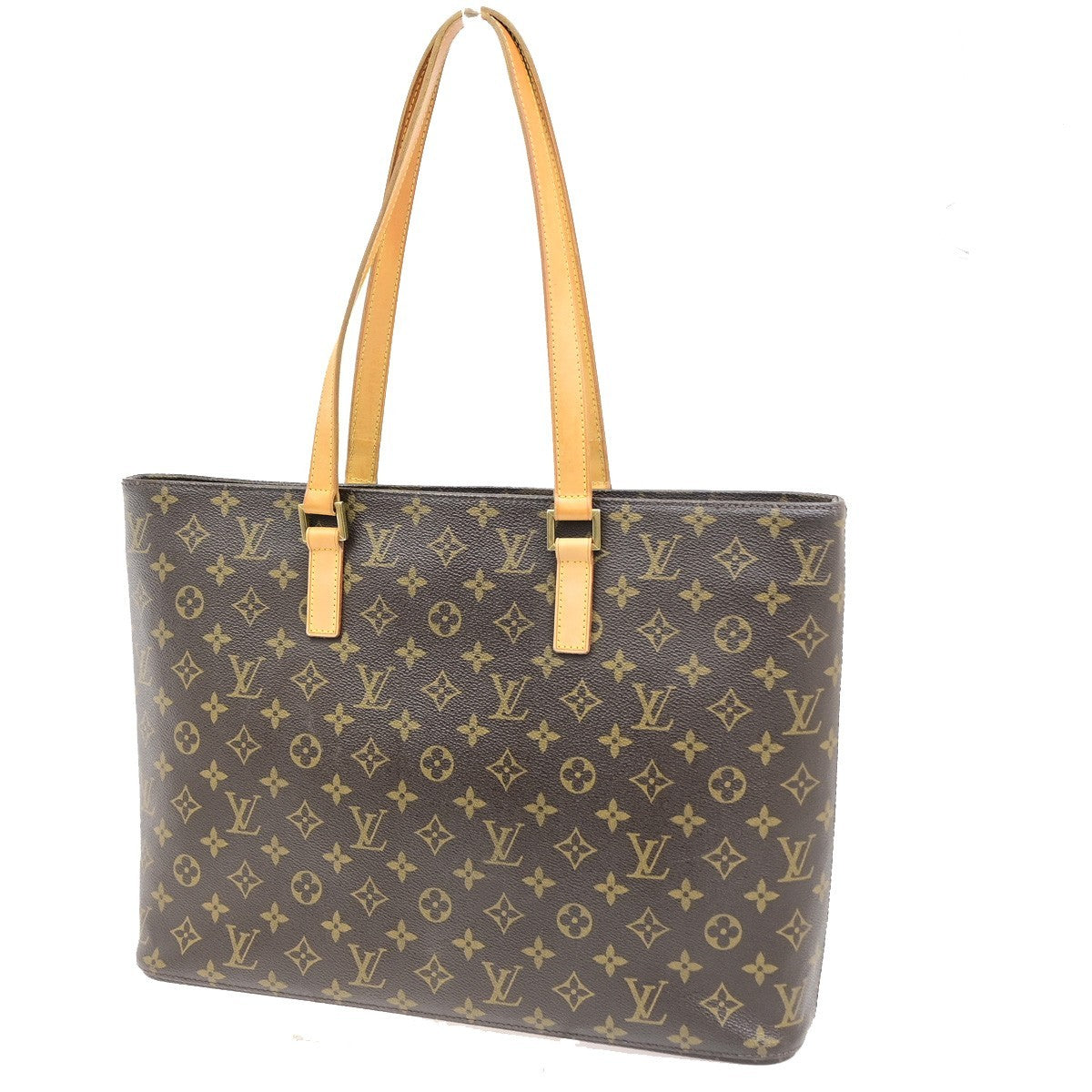 LOUIS VUITTON Logo Luco Shoulder Tote Bag Monogram Leather Brown M51155 72YJ232