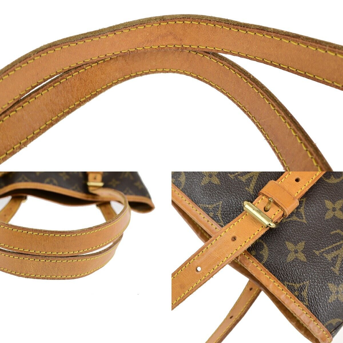 LOUIS VUITTON BUCKET GM Shoulder Tote Bag Monogram Leather Brown M42236 36ED121