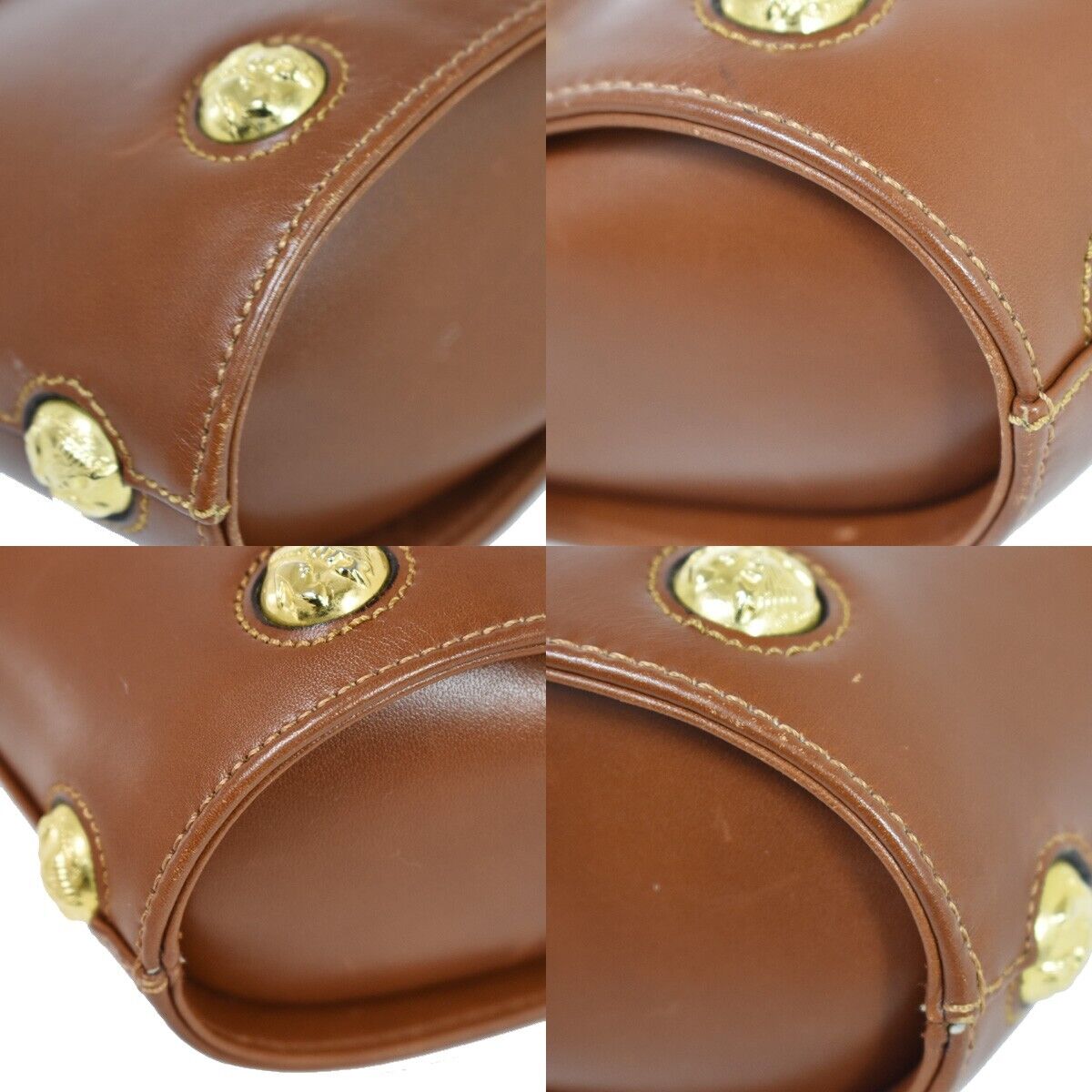 SALVATORE FERRAGAMO Logo Crossbody Shoulder Bag Leather Brown Gold Italy 61GA687