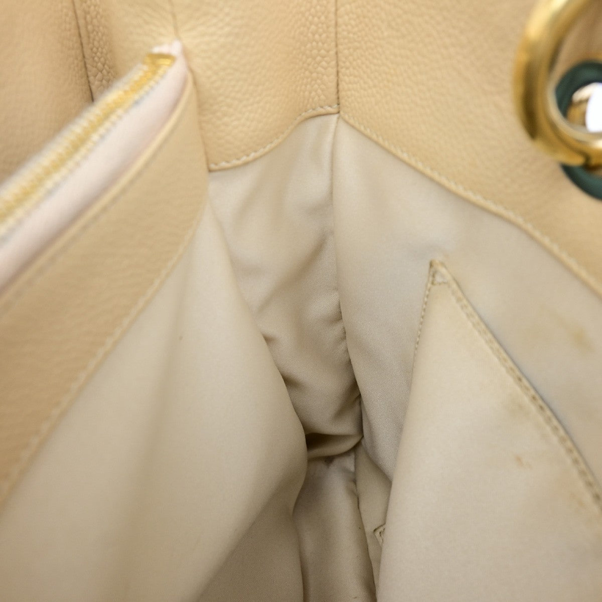 CHANEL CC GST Chain Shoulder Bag Grained Calfskin Leather Beige GHW 652RL053