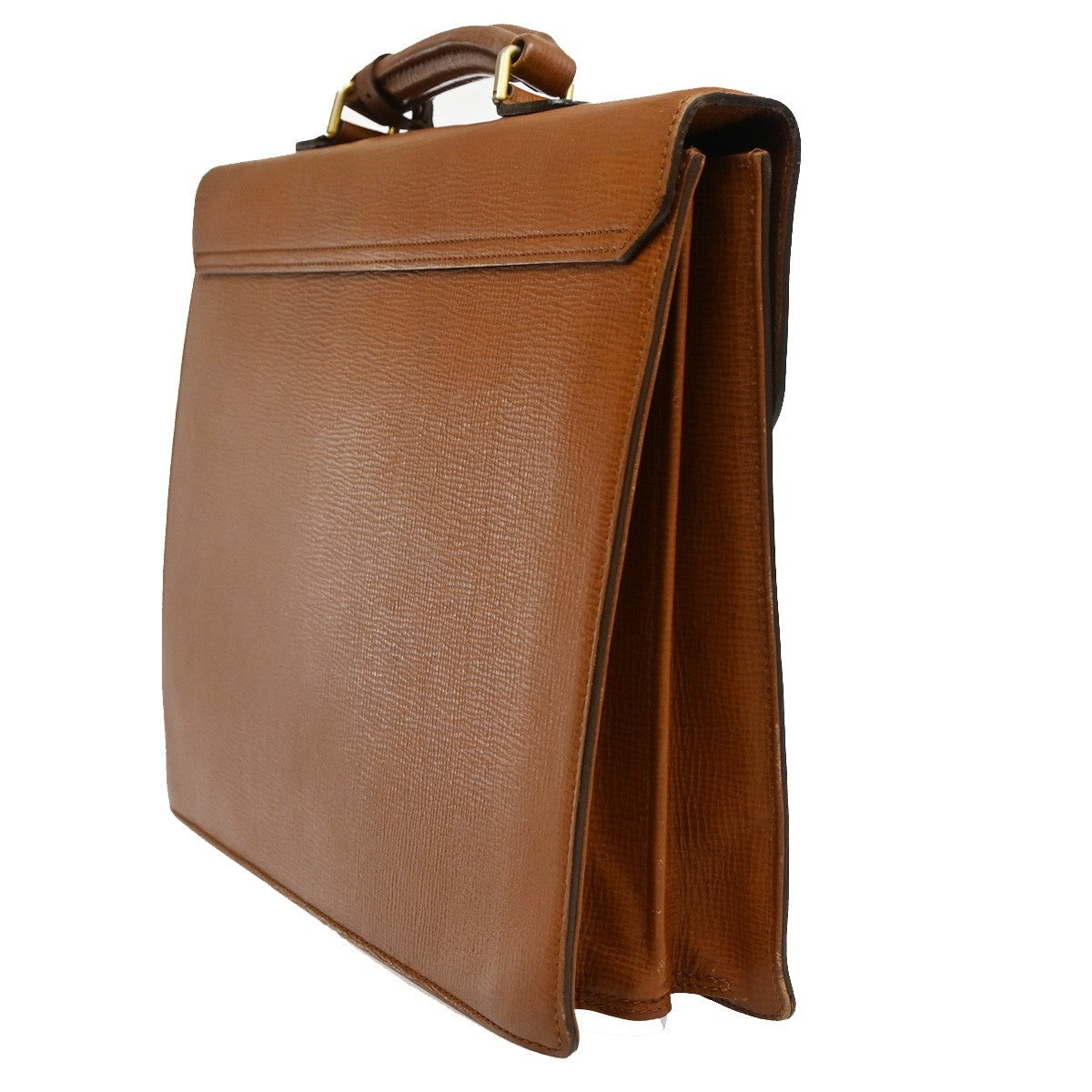 Burberrys Logo Business Briefcase Hand Bag Leather Brown GHW With Key 04KB683