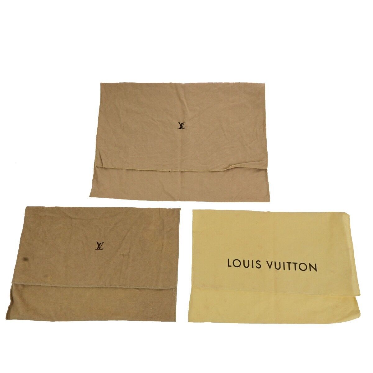 LOUIS VUITTON Logo 10 Set Dust Bag Drawstring Canvas Cotton Beige Brown 08SJ623