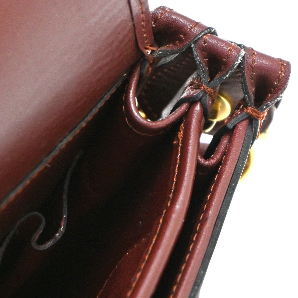 CARTIER Must Line Turn lock Shoulder Bag  Leather Burgundy Red Italy 65CA484